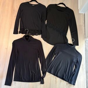 Lot of 4 women’s long sleeve black tops size XS
